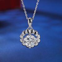 wholesale Sterling silver sunflower 15ct D-color moissanite necklace for women, versatile small design with a sense of luxury, delicate collarbone chain-TL010186 (zircon)>925 silver
