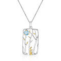wholesale S925 silver Italian craftsmanship abstract designer necklace pendant inlaid with natural topaz-0-4