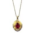 wholesale S925 Gold-Plated Silver Ancient Method Garnet Brushed Pendant Adjustable Chinese Style Gold Necklace-0-4