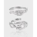 wholesale S925 Sterling Silver 1080 Small Niche Personality Matching Rings for Women, Ethereal and Luxe Advanced Hollow-Out Diamond-Inlaid Design-0-0