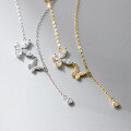 wholesale S925 Sterling Silver Ins Style Full Diamond Butterfly Flower Necklace, Small and Unique Design Collarbone Chain Y01053-0-2