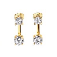 Sterling Silver New Minimalist Moissanite Stud Earrings for Cross-Border Hot Sale-Two-way earrings [Gold]