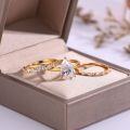 wholesale S925 silver moissanite ring set stackable combination for women, elegant and trendy best-selling stacking style-0-1