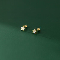 wholesale S925 Sterling Silver Forest-style Minimalist Diamond-inlaid Five-point Star Earrings for Ear Piercing Care, Women's Korean Version Ear Accessories G9919-S925 silver pair silver 925 silver