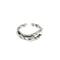 wholesale S925 Sterling Silver Korean Knit Design Silver Ring, Ins Minimalist Style, Retro Distressed Twist-0-4