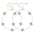 wholesale S925 Silver Light Luxury Style Internet-Famous Four-Leaf Clover Moissanite Bracelet, Fashionable and Chic Design Five-Flower Hand Jewelry Wholesale-0-4