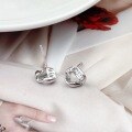 wholesale S925 Sterling Silver Fashion Twisted Triangle Diamond Inlaid Ear Studs Minimalist Niche Elegant Versatile Earrings-0-3