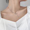wholesale S925 Sterling Silver Shiny Diamond Butterfly Tassel Necklace Simple and Versatile Elegant Flower Socialite Design Sense Collarbone Chain D7032-0-2
