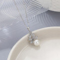 wholesale S925 Sterling Silver Pearl Flower Necklace for Women, Ins Light Luxury High-end Feeling Sterling Silver Earrings, Custom Silver Jewelry Wholesale from Images-0-5