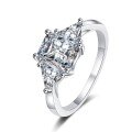 wholesale S925 Sterling Silver 2ct Moissanite Rectangular Radiant Cut Solitaire Ring for Women, Simple and Versatile, Cross-border-0-4