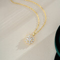 14K Gold Plated 925 Silver Moissanite Sunflower Pendant Necklace-0-0