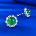 wholesale 925 Sterling Silver Live New Arrival 80mm Cabochon Green Chrysoprase Earrings Luxury Women's Style Exquisite Classic Earrings for Dropshipping-0-3