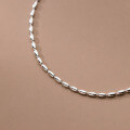 wholesale S925 Silver Polished Silver Bean Anklet Summer Minimalist Style Olive Bead Ankle Decoration S5623-0-3