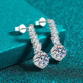 S925 Sterling Silver Moissanite Marquise Earrings with Tassels-0-0