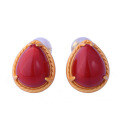 wholesale 925 silver gold-plated minimalist and sophisticated Chinese-style earrings with certificate, inlaid with drop-shaped southern red agate ear studs-0-4