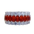 wholesale S925 Silver High-Carbon Simulated Diamond Pigeon Blood Red Mixed Diamond Full Diamond Row Ring for Women Fashion Style-0-4