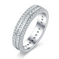S925 Sterling Silver Hip-Hop 3-Row Ring with Moissanite for Women-0-3