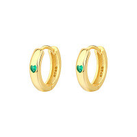 wholesale S925 Sterling Silver Geometric Heart Zircon Ear Clips For Women, Fashionable Luxury Heart-shaped Ear Hoops-E3951-Green Zirconia 925 Silver