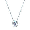 Sterling Silver 2-Carat Moissanite Ingot Pendant Necklace-0-4