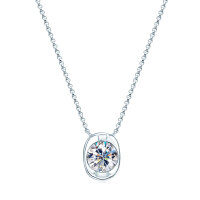 Sterling Silver 2-Carat Moissanite Ingot Pendant Necklace-Ingot Necklace [White Gold]  925 Silver