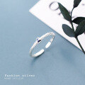 wholesale 925 Sterling Silver Twisted Thin Textured Small Square Thin Adjustable Bean Ring for Women J6700-0-2