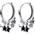 wholesale S925 Sterling Silver Japanese-style Minimalist Five-Point Star Tassel Short Hoop Earrings Elegant Earrings E9506-0-4