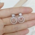 wholesale 18K Gold Plated Lab-Grown Diamond Earrings Set, Stackable Light Luxury Double Hoop Earrings in 9K/10K/14K Gold-0-1
