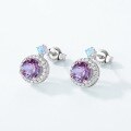 wholesale S925 Gold-Plated Sterling Silver, Cross-Border New Cultivated Alexandrite Ear Studs, European and American Light Luxury, Small and Exquisite High-End Earrings-0-2