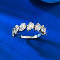 wholesale S925 Silver Daily Fashion Personality Style 4*6mm Pear-shaped 7 Small Diamond Row Ring for Cross-border E-commerce-0-2