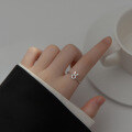 wholesale S925 silver with diamond rabbit ring, Korean-style minimalist adjustable women's jewelry R00146-0-1