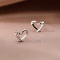 wholesale Sterling Silver Openwork Heart Stud Earrings For Women, Simple And Fashionable, Fresh And Sweet Heart-shaped Korean Style Summer Ear Accessories-0-2
