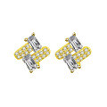 Sterling Silver Moissanite Earrings, Rectangular Design, Wholesale for Cross-Border-0-5