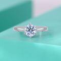 wholesale Platinum S925 Moissanite Six-Prong Ring for Women, Non-Tarnish Engagement Jewelry, Closed Setting, White Gold Tone, Wholesale, Inlaid-0-3