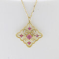 wholesale 18K Gold Yili Jewelry Manufacturer Wholesale Fashion Trendy Light Luxury Style Niche Ruby Full-Cut Diamond Collarbone Necklace-0-1