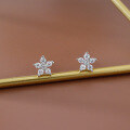 wholesale S925 Sterling Silver Korean Version Minimalist Mini Plum Blossom Zircon Ear Studs Earrings-0-1