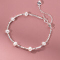 wholesale S925 Sterling Silver Heart Pearl Crushed Silver Bracelet Vintage Style Minimalist Design Women's Jewelry S6540-0-0