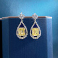 wholesale 925 Silver Metal Material, Zhuo Zhifan Jewelry 12t Rectangle 8*10 Earrings, European and American Luxury Style, High Carbon Diamond Earrings, Wholesale from Manufacturer-0-3