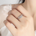 Sterling Silver Moissanite Heart Double-Layer Open Ring for Women-0-2