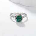 wholesale S925 Silver Lab-Grown Emerald Cushion-Cut 15ct Ring Fashionable and Versatile Direct Factory Stock-0-5