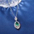 wholesale S925 Sterling Silver Enzela Emerald Full Diamond Oval Collarbone Necklace for Women。-0-2