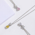 wholesale 925 Sterling Silver Ice-Cut Floral Necklace for Women, Small Butterfly Bow Tie Design with High-Carbon Diamond Pendant, Versatile Collarbone Chain-0-1