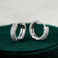 S925 Sterling Silver Hip Hop Moissanite Round Halo Earrings for Men and Women-0-1