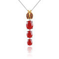 wholesale 925 Silver Designer Natural Red Agate Pendant Insect Element Personality Design Colored Gemstone Necklace Pendant-0-0