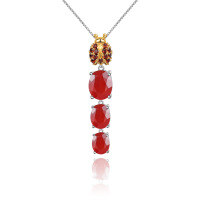 wholesale 925 Silver Designer Natural Red Agate Pendant Insect Element Personality Design Colored Gemstone Necklace Pendant-Red agate pendant (with silver chain)