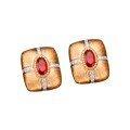 wholesale S925 Sterling Silver Red Elk Earrings Vintage Palace Retro Square Diamond Inlaid Exquisite Versatile Vintage High-End Jewelry-0-4