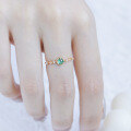 wholesale S925 Silver Gold-Plated Sugar Loaf Cut Lab-Grown Emerald Ring, Factory Direct Supply-0-2