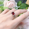 wholesale 925 Silver Women's Luxury Micro-Paved 7*9 Oval Ruby Ring for Cross-Border Dropshipping, Mu Jing Jewelry New Release-0-3