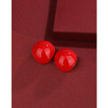 wholesale 925 Sterling Silver French Vintage Red Enamel Bean Stud Earrings Women Small Niche Design High-end Cross-border Earrings-0-2