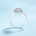 wholesale S925 Sterling Silver Moissanite Sunflower Six-Prong Ring, Floral Light Luxury Fashion Commuter-0-2