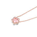 wholesale Rose Gold 925 Silver Cherry Blossom Natural Pink Crystal Carved Necklace Collarbone Chain for Attracting Romance-0-4
